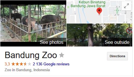 bandung zoo rated on google review lower than surabaya